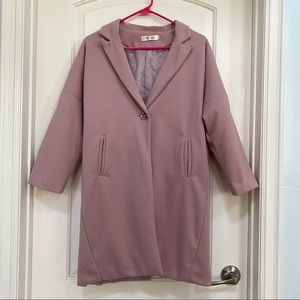 Yes Style Single Button Drop Sleeves Pink Coat Size S